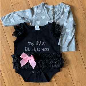 Tutu onesie with grey shimmer heart cardigan.